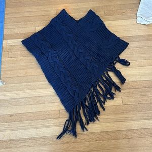JOIE gorgeous cotton and cashmere poncho indigo “one size fits all”